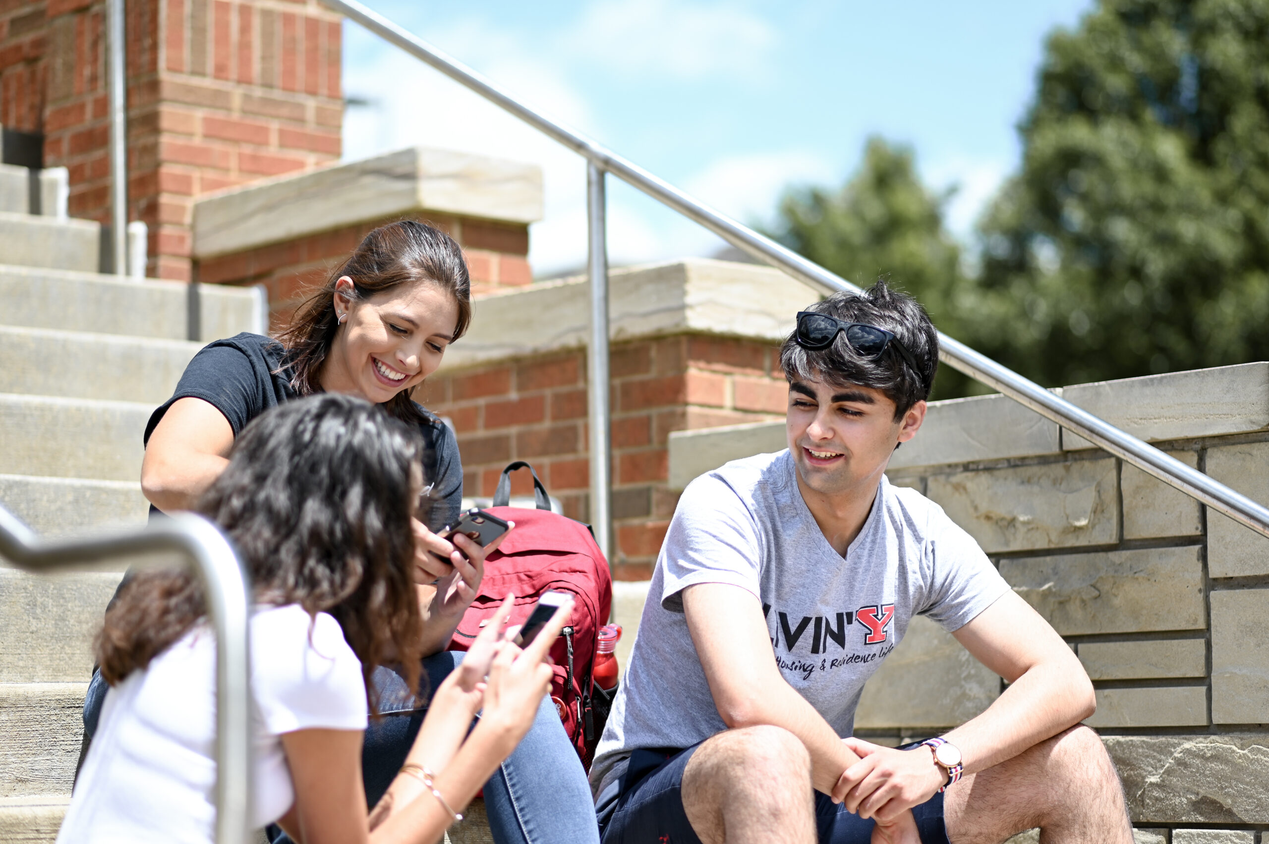 Group of students outside on campus